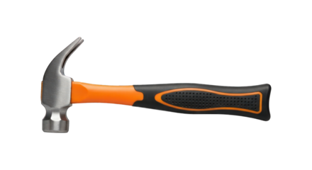 Metal hammer with orange and black handle
