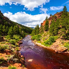 Mountain river canyon scene