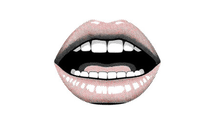 Fototapeta premium Open Mouth With White Teeth And Pink Lips.