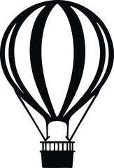 Obraz premium Black bold outline with white background, Minimal line art of hot air balloon floating in sky
