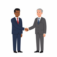 Flat Style Two Men Handshake Business Agreement Partnership Illustration