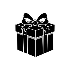 Obraz premium Elegant Black Gift Box with Bow Silhouette.