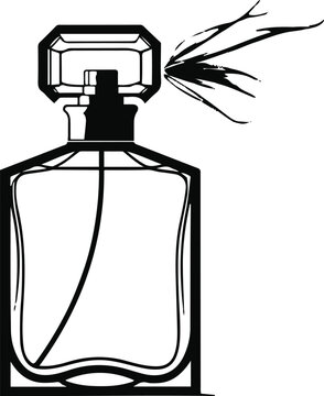 black perfume bottle spraying fragrance clip art preview