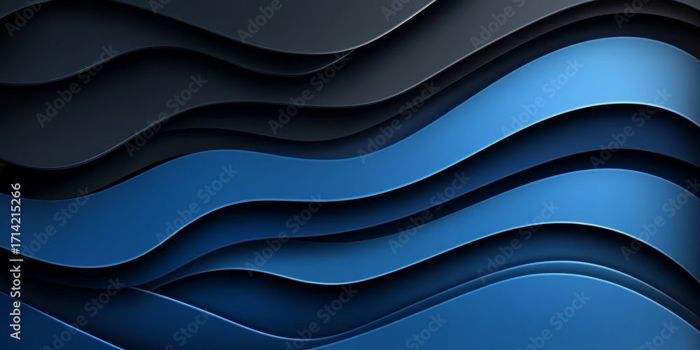 Poster abstract textured geometric wave design in deep blue and black for modern presentation style use
