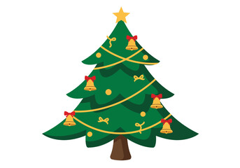 A Christmas tree with a yellow star ornaments and a string