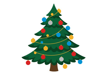 A festive Christmas tree adorned with colorful ornaments and a golden garland