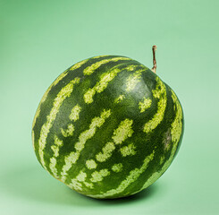 whole watermelon on a green background