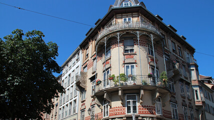 art nouveau (?) habitation building in strasbourg in alsace in france 