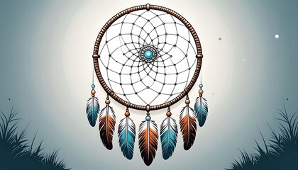 Dreamcatcher illustration against a soft gradient background