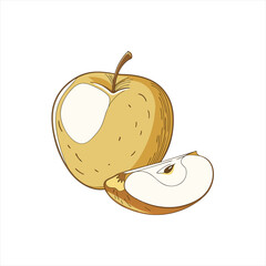 Golden apple and slice illustration