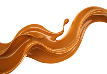 Isolated flowing stream of caramel or toffee, sweet splash for dessert or topping design