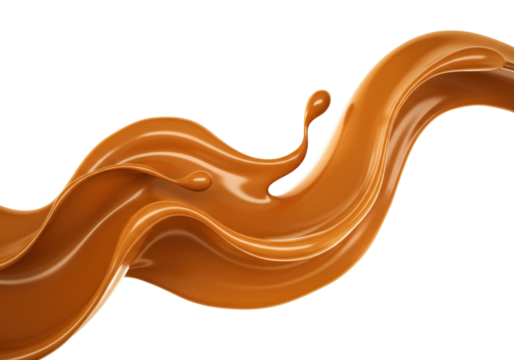 Isolated flowing stream of caramel or toffee, sweet splash for dessert or topping design