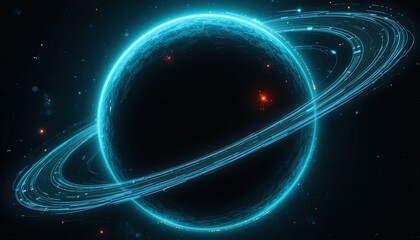 Discover a vibrant glowing planet with rings and stars for your next space themed creative project