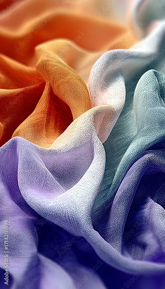 Poster iridescent fabric texture with flowing waves embracing serenity in a dreamy abstract style