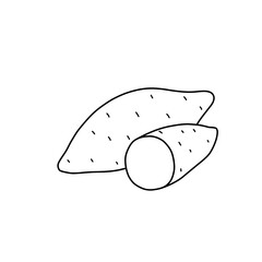 Line Drawing Roasted Sweet Potato Illustration for Coloring and Design