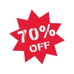 Seventy Percent Off Red Starburst Discount Sticker.
