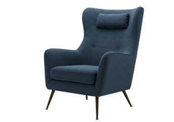 Isolated wingback armchair with headrest for comfortable seating in living room décor