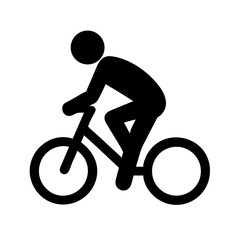 Solid Black Silhouette of Cyclist Riding Bicycle &ndash; Outdoor Sports Vector Icon