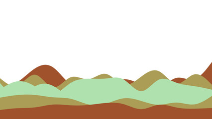 Abstract layered landscape illustration with organic shapes in earthy green and brown tones, ideal for serene natural backgrounds or graphic design projects.