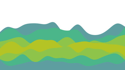 Abstract illustration of rolling hills in shades of green and blue, symbolizing nature, growth, and tranquility. Ideal for modern design, environmental concepts, and digital backgrounds.