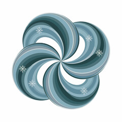 Abstract Winter Snowflake Swirl in Blue and Gray Tones on White Background Creative Illustration for Seasonal Designs