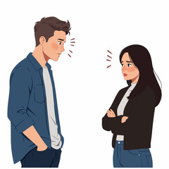 Cartoon Arguing Couple Feeling Tense and Emotional Relationship Illustration