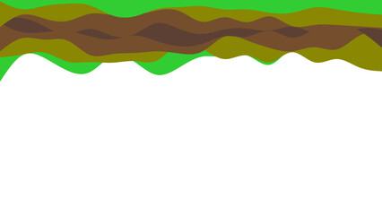 Abstract graphic design featuring undulating green and brown layers at the top, with a large white copy space below. Perfect for nature-themed backgrounds, banners, or digital art.