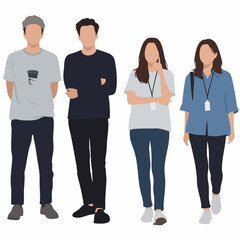 Obraz premium Flat Style Faceless People Illustration Diverse Group Standing Together