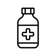 Fototapeta premium Scalable vector medicine bottle icon with cross symbol for healthcare and pharma silhouette vector illustration white background