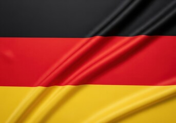 Naklejka premium Waving German national flag crafted from luxurious fabric, symbolizing national pride and historical heritage