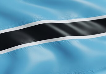 Botswana flag waving in the wind, national symbol of a country in Africa