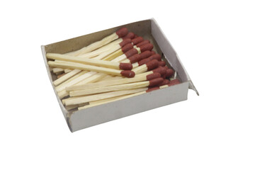 match sticks in a white paper box isolated on transparent background
