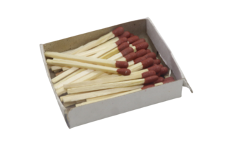 match sticks in a white paper box isolated on transparent background
