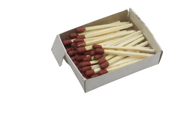 match sticks in a paper match box isolated on transparent background