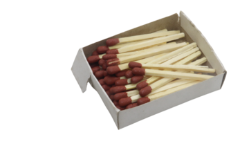 match sticks in a paper match box isolated on transparent background