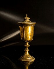 Ornate golden goblet on dark background