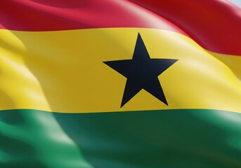 Beautifully rendered national flag of Ghana, symbolizing independence, unity, and bright future
