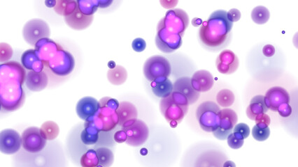 Vibrant Abstract Glowing Bubbles & Cellular Forms: Dynamic Purple and Pink Spheres isolated on png, transparent background