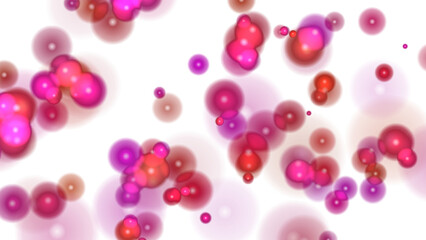 Vibrant Abstract Pink & Red Bubbles: Dynamic Glowing Orbs isolated on png, transparent background