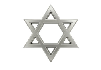 Isolated Symbol of Judaism Silver Metal Ornament Shiny Hanukkah Holiday Star David Symbolism