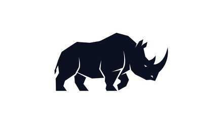 Powerful Black Rhinoceros Silhouette.