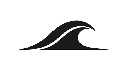 Simple black ocean wave icon vector graphic illustration.