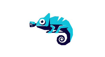 Blue Chameleon with Camera Lens Eye. © AJI T