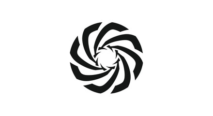 Abstract spiral design with curved shapes and a central circular opening.