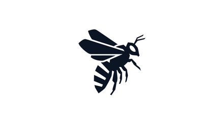 Stylized Black Bee Icon on White Background.