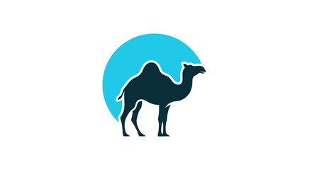 Silhouette of a camel standing.
