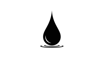 Fototapeta premium Black liquid drop falling creating ripples on surface.