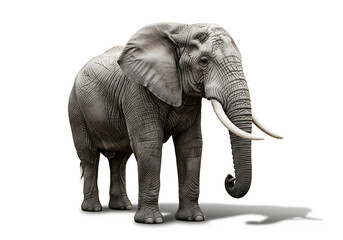Obraz premium Majestic african elephant isolated on white background, standing tall