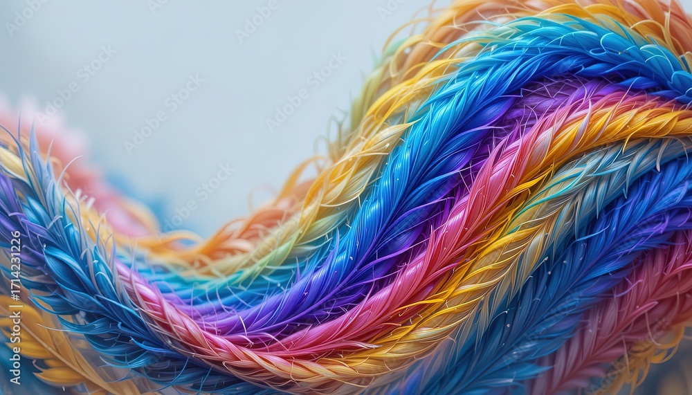 Poster a vibrant, swirling design of colorful, interwoven strands, creating a mesmerizing visual effect. th
