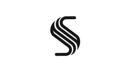 Elegant black logo design featuring three curved lines in a stylish S shape.